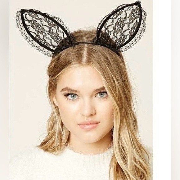 Sparkly Lux Crystal  Lace Bunny Ears Headband With Luxe Crystals New - Picture 4 of 4